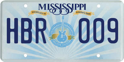 MS license plate HBR009