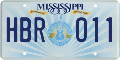 MS license plate HBR011
