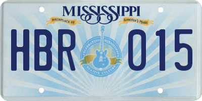 MS license plate HBR015
