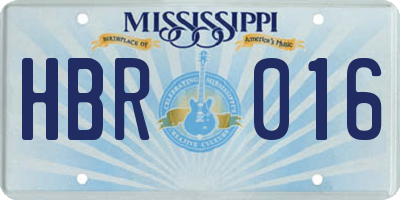 MS license plate HBR016