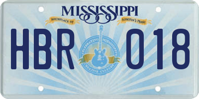 MS license plate HBR018