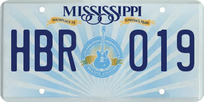 MS license plate HBR019