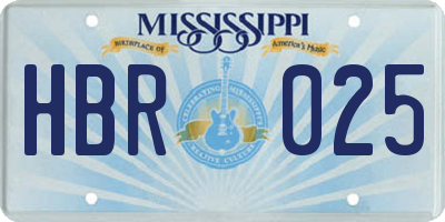 MS license plate HBR025