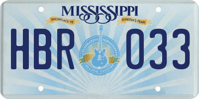 MS license plate HBR033