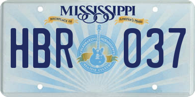 MS license plate HBR037