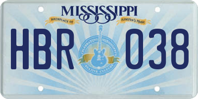 MS license plate HBR038
