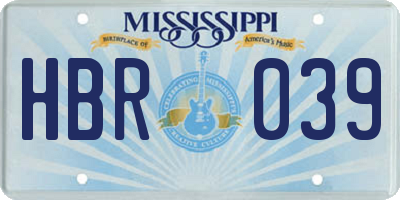 MS license plate HBR039
