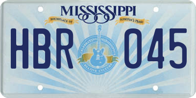 MS license plate HBR045
