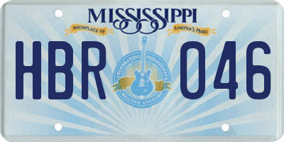 MS license plate HBR046
