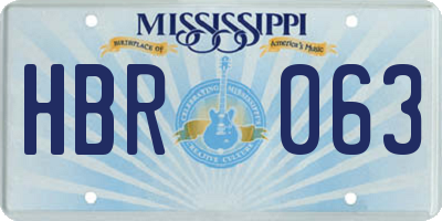 MS license plate HBR063