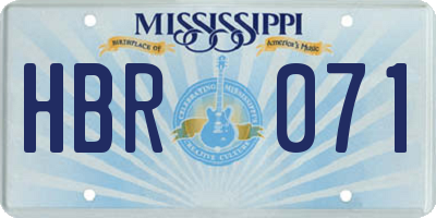 MS license plate HBR071