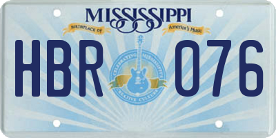 MS license plate HBR076
