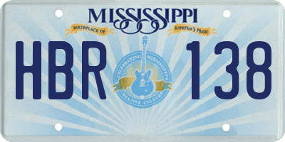 MS license plate HBR138