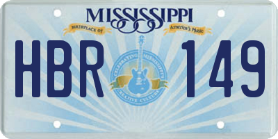 MS license plate HBR149