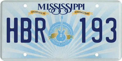 MS license plate HBR193