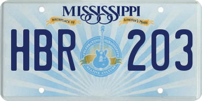 MS license plate HBR203