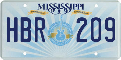 MS license plate HBR209
