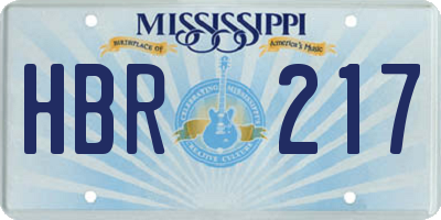 MS license plate HBR217