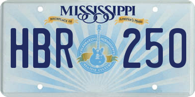 MS license plate HBR250