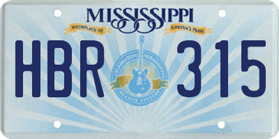 MS license plate HBR315