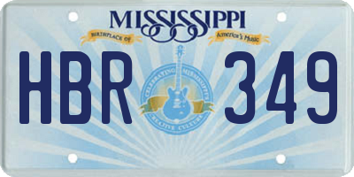 MS license plate HBR349