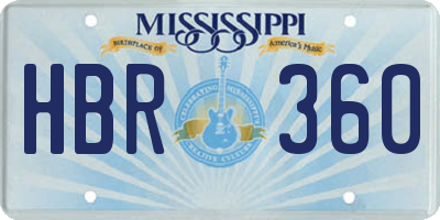 MS license plate HBR360