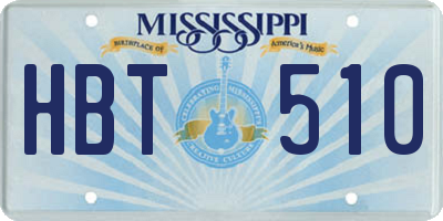 MS license plate HBT510