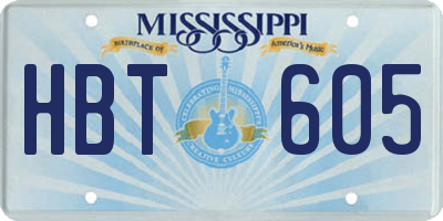 MS license plate HBT605