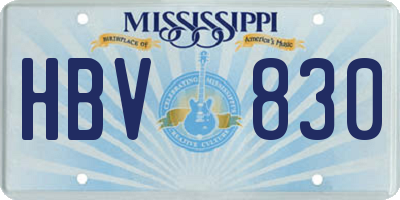 MS license plate HBV830