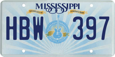 MS license plate HBW397