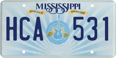 MS license plate HCA531