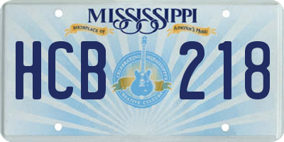 MS license plate HCB218