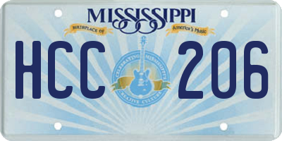 MS license plate HCC206