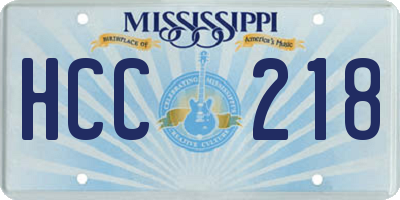 MS license plate HCC218