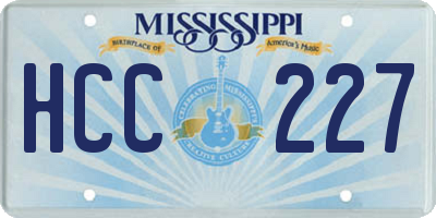 MS license plate HCC227