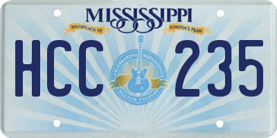 MS license plate HCC235