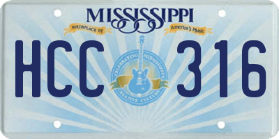 MS license plate HCC316