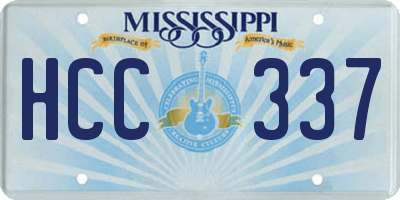 MS license plate HCC337