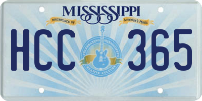 MS license plate HCC365