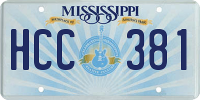 MS license plate HCC381