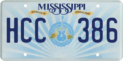 MS license plate HCC386