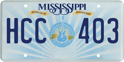 MS license plate HCC403