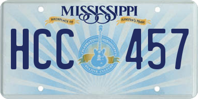 MS license plate HCC457