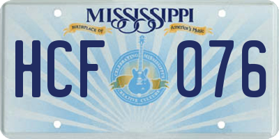 MS license plate HCF076