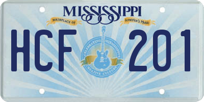 MS license plate HCF201