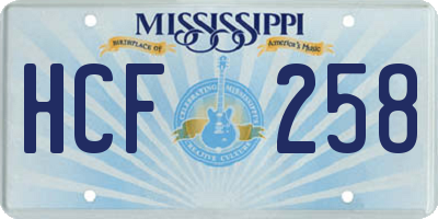 MS license plate HCF258