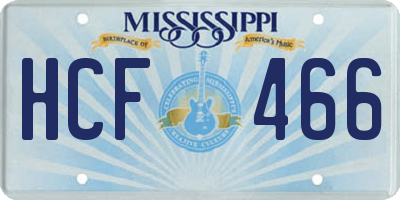 MS license plate HCF466