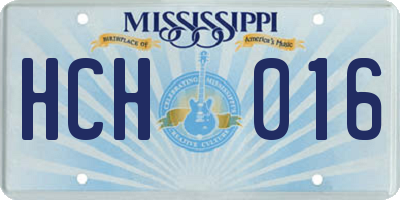 MS license plate HCH016