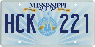 MS license plate HCK221