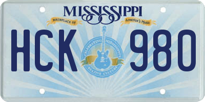 MS license plate HCK980